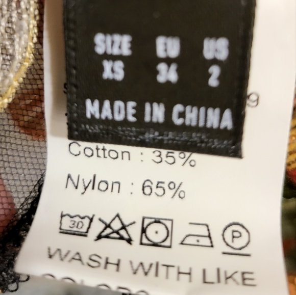 Floral Embroidered Sheer Dress Overlay or Swim Cover XS - Picture 7 of 7